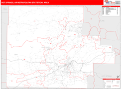 Hot Springs Metro Area Digital Map Red Line Style